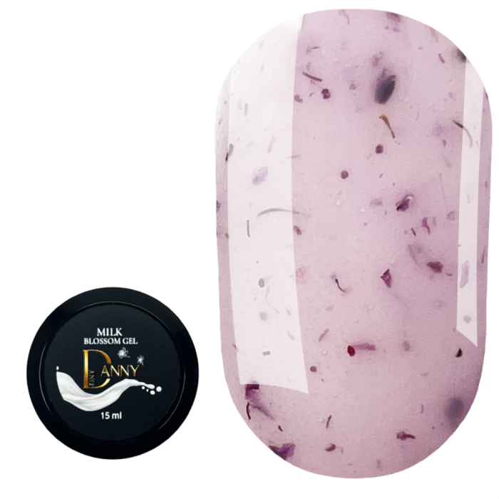 DANNY Milk Blossom Gel №08 - конструюючий гель, рожевий із сухоцвітами, 15 мл