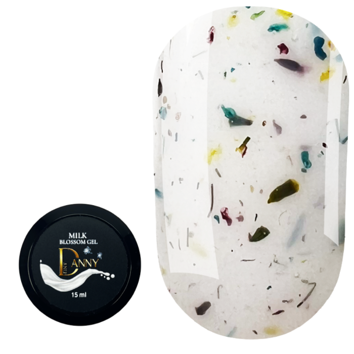 DANNY Milk Blossom Gel №09 - конструюючий гель, молочний з різнокольоровими сухоцвітами, 15 мл