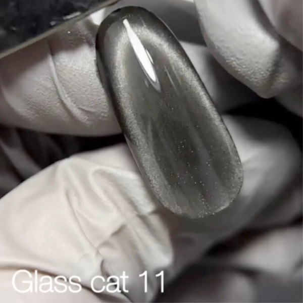 Гель-лак кошачий глаз DANNY Glass Cat Eyes №11, стеклянный черный, 8 мл