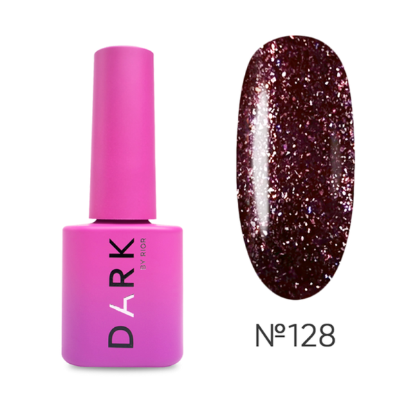 Гель-лак DARK Gel Polish №128, малиновий з блискітками, 6 мл