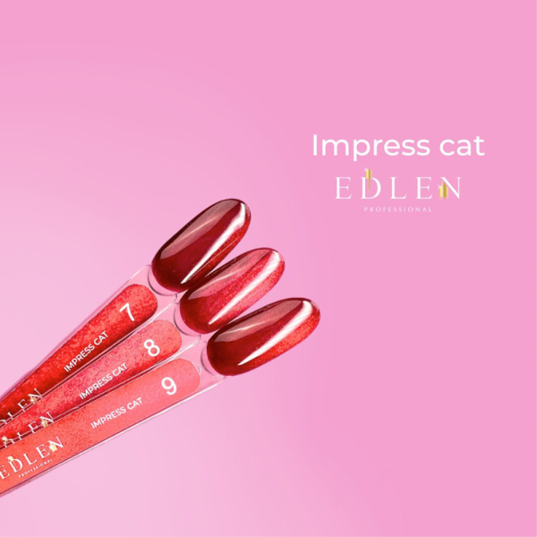 Гель-лак кошачий глаз Edlen Impress Cat Eye №07 хрустальный, клубничный, 9 мл