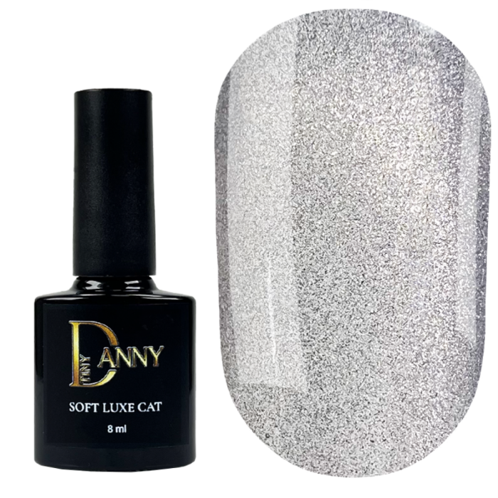 Гель-лак кошачий глаз DANNY Soft Luxe Cat №01, пудрово-серебряный с отблеском перламутра, 8 мл