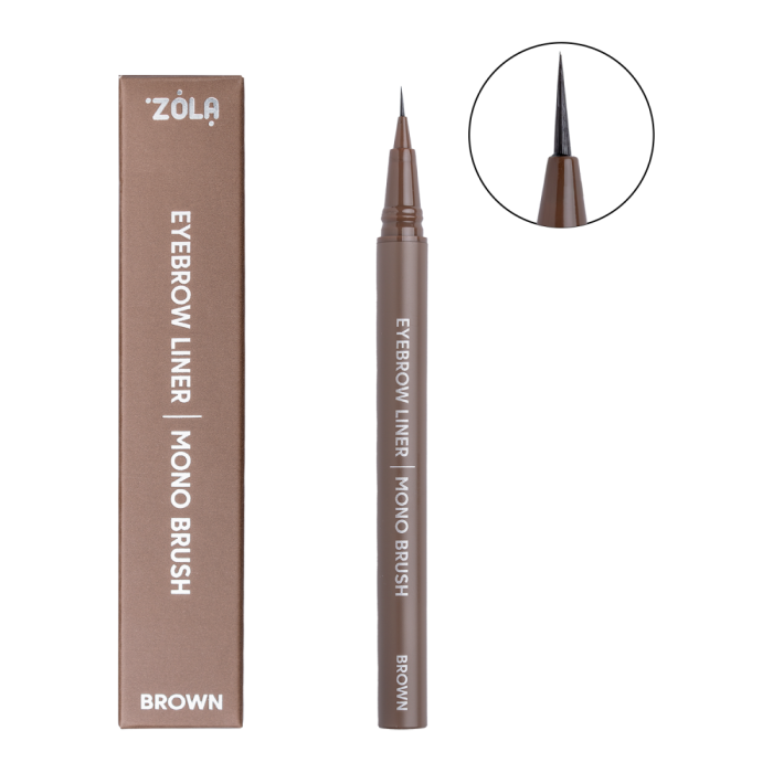 Лайнер для бровей с моно-кистью ZOLA x Makarevich Mono Brush Brown, коричневый