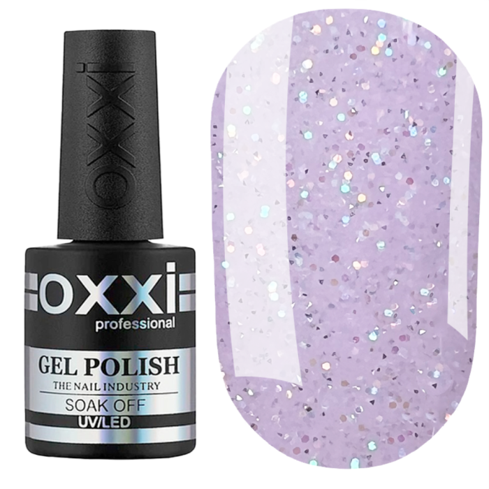 Рідкий полігель OXXI Professional Liquid Poly Gel №30, лавандовий з різнокольоровим блиском, 15 мл