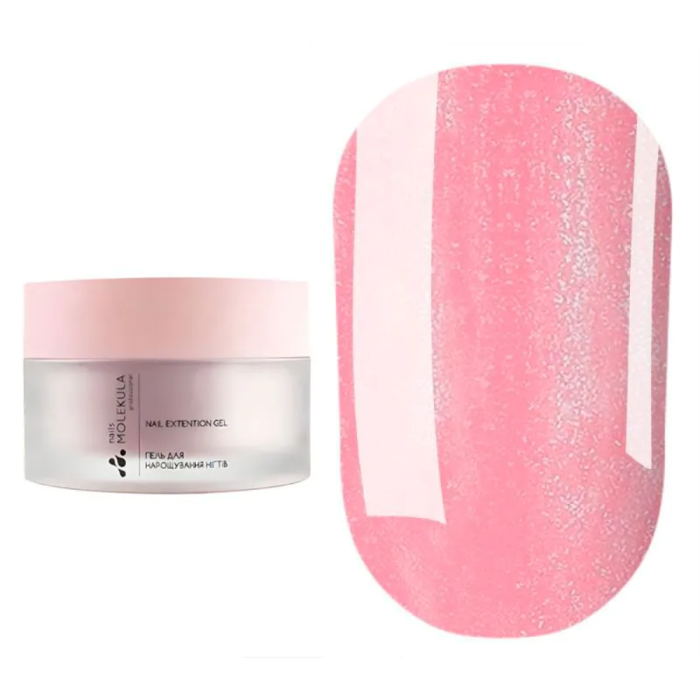 Molekula Gel №17 Petal Party - камуфлюючий гель, ніжно-рожевий з дрібним шиммером, 15 мл