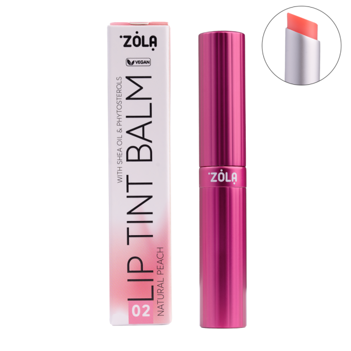 Бальзам для губ із відтінком ZOLA Lip Tint Balm - 02 Peach Natural, персик