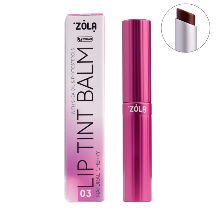 Бальзам для губ з відтінком ZOLA Lip Tint Balm-03 Cherry Natural, вишня