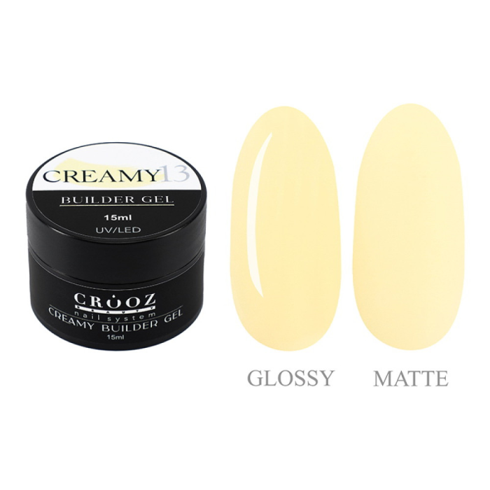 Crooz Creamy Builder Gel №13 - гель для нарощування, жовтий, 15 мл