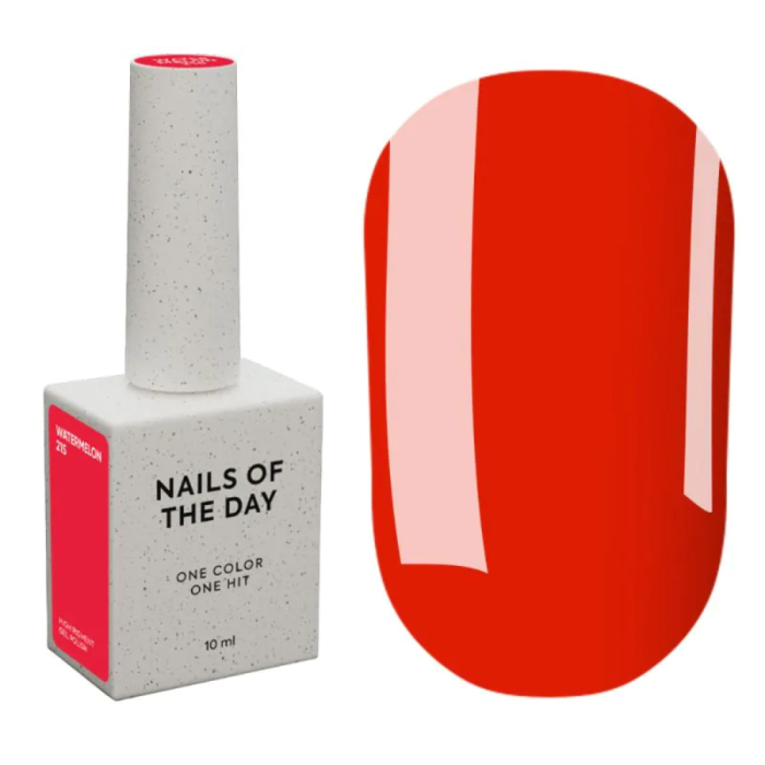 Гель-лак, в один слой NAILSOFTHEDAY №215 Watermelon, насыщенный кораллово красный, 10 мл