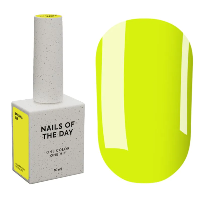 Гель-лак, в один слой NAILSOFTHEDAY №228 Banana, неоново желтый, 10 мл