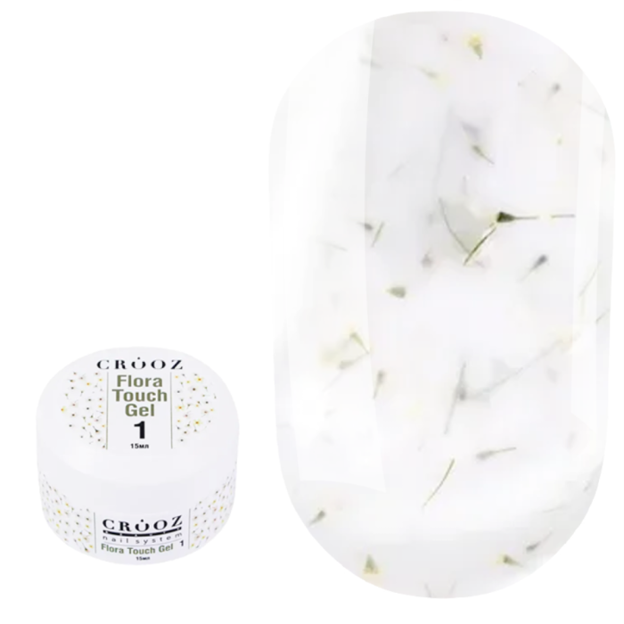 Гель конструирующий Crooz Flora Touch Gel №01, с сухоцветами, молочный, 15 мл