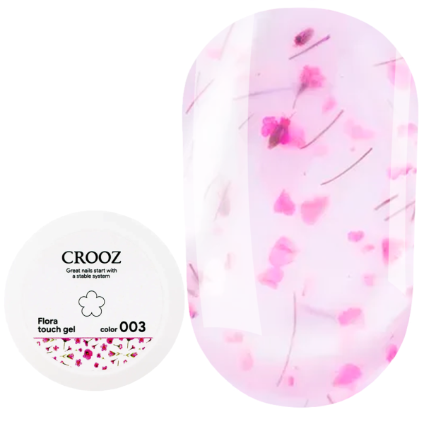 Гель конструюючий Crooz Flora Touch Gel №03, із сухоцвітами, молочний, 15 мл