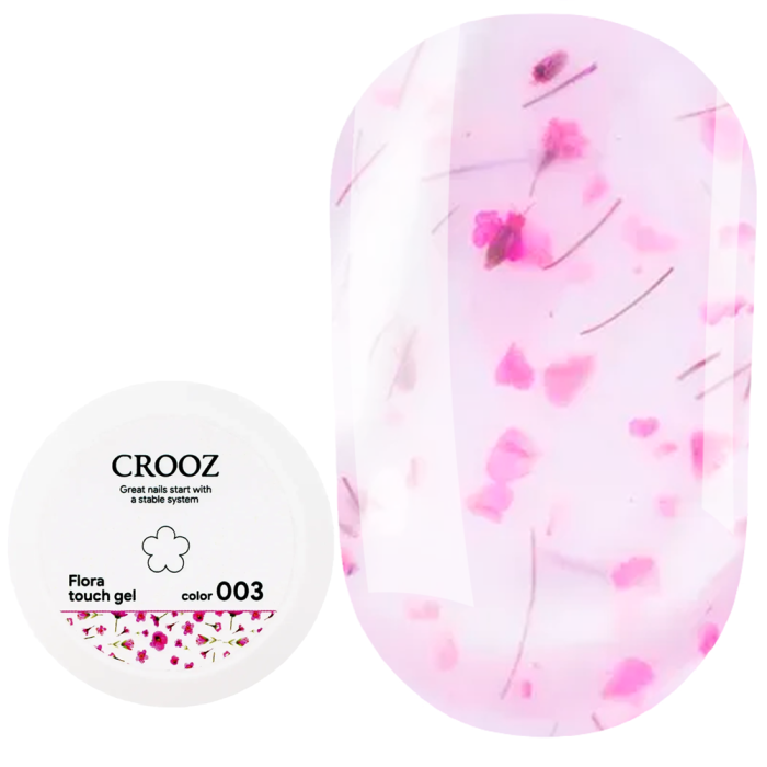 Гель конструюючий Crooz Flora Touch Gel №03, із сухоцвітами, молочний, 15 мл