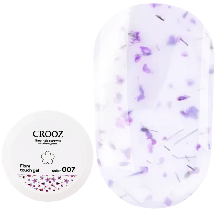 Гель конструюючий Crooz Flora Touch Gel №07, із сухоцвітами, молочний, 15 мл