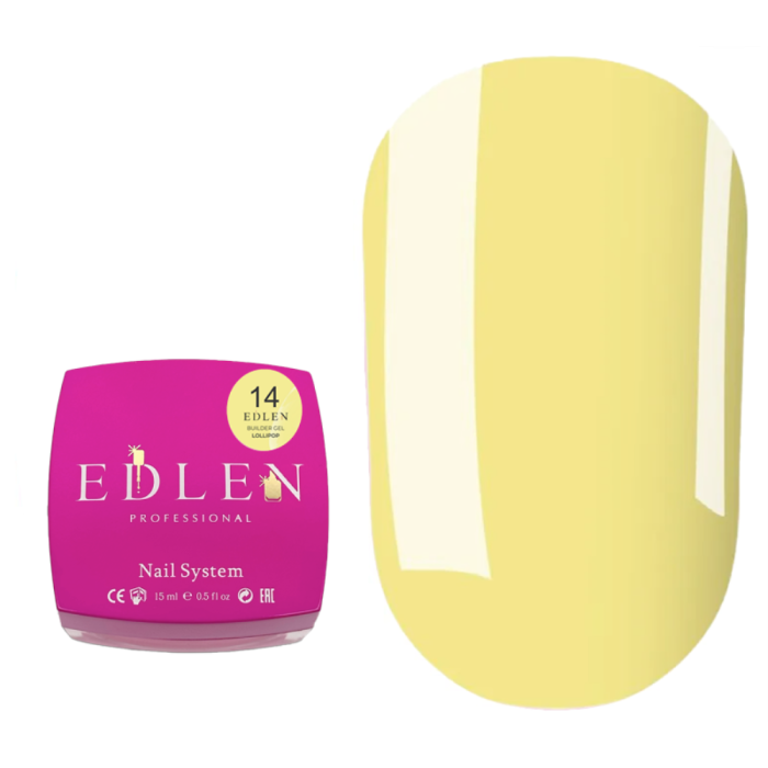 Гель для нарощування Edlen Builder Gel Lollipop №14, жовтий, 15 мл