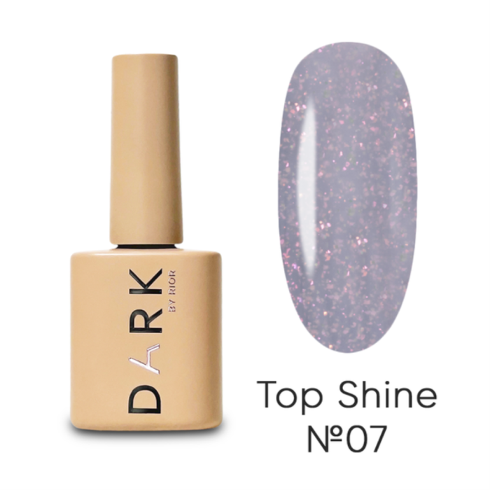 DARK Shine Top №07 - топ без липкого шару, рожевий напівпрозорий з блискітками, 10 мл