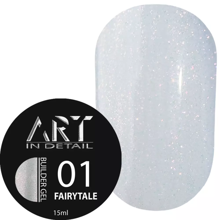 ART Builder Gel Fairytale №01 - гель для нарощування та зміцнення, молочний з блискітками, 15 мл