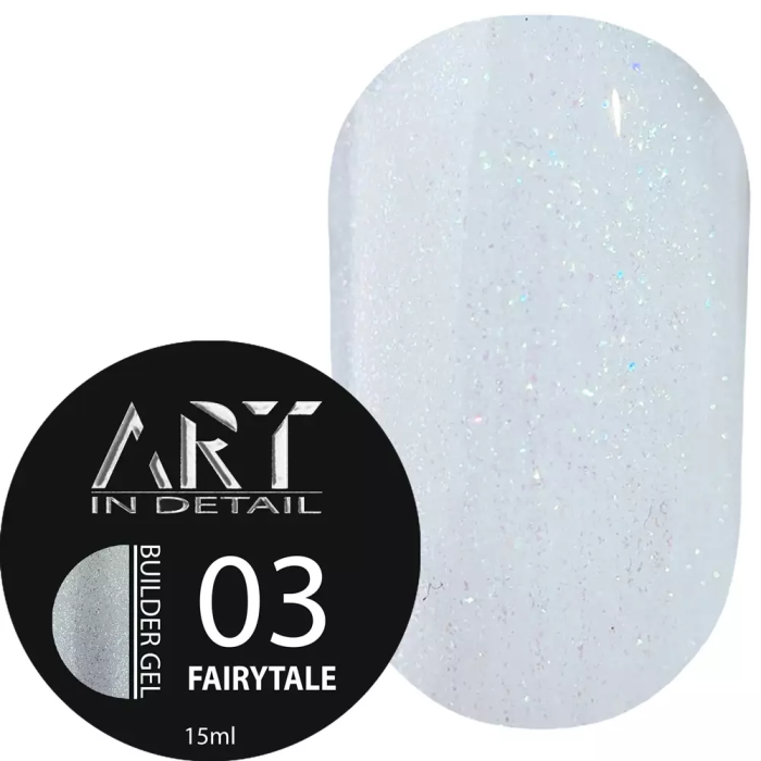 ART Builder Gel Fairytale №03 - гель для нарощування та зміцнення, блакитний з блискітками, 15 мл