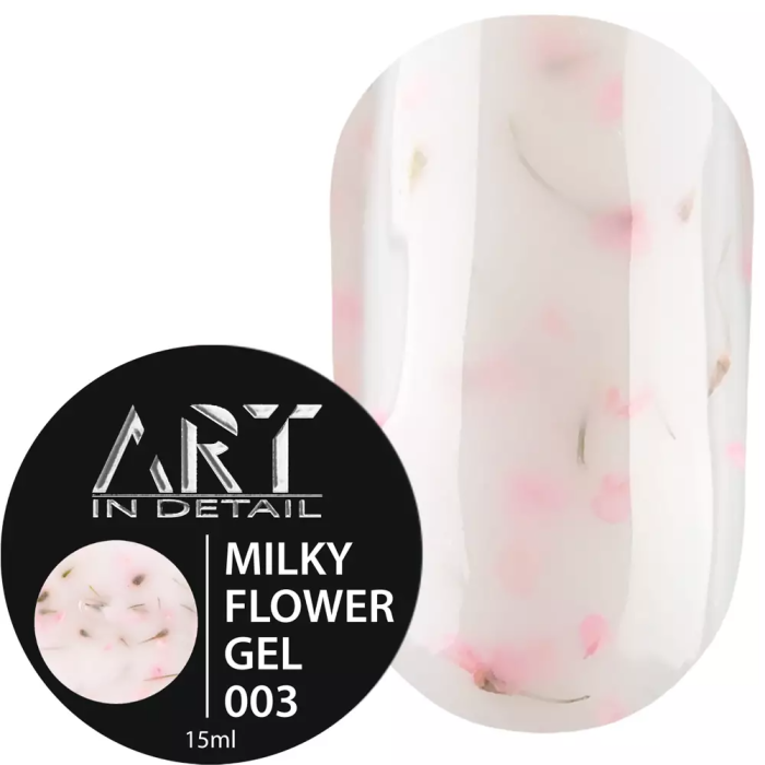 ART Builder Gel Milky Flower №003 - моделирующий гель, розовый с нежно-розовыми сухоцветами, 15 мл