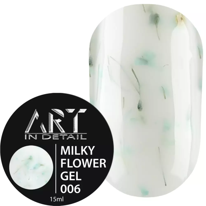ART Builder Gel Milky Flower №006 - моделюючий гель, молочний з м'ятними сухоцвітами, 15 мл