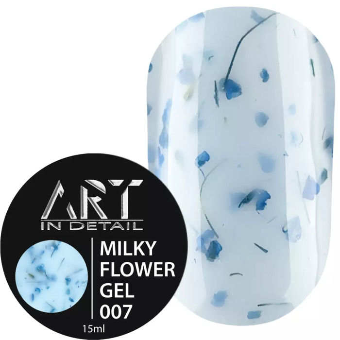 ART Builder Gel Milky Flower №007 - моделирующий гель, голубой с голубыми сухоцветами, 15 мл