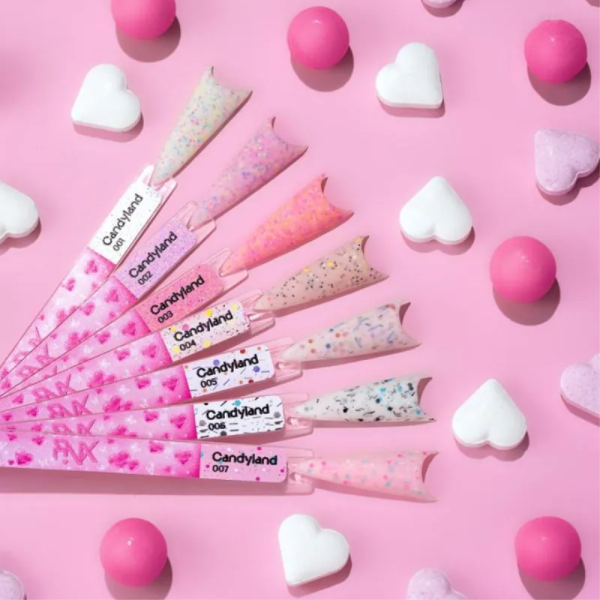 База камуфлирующая Pinx Cover Base Candyland №004, бежевая с разноцветной крошкой, 8 мл