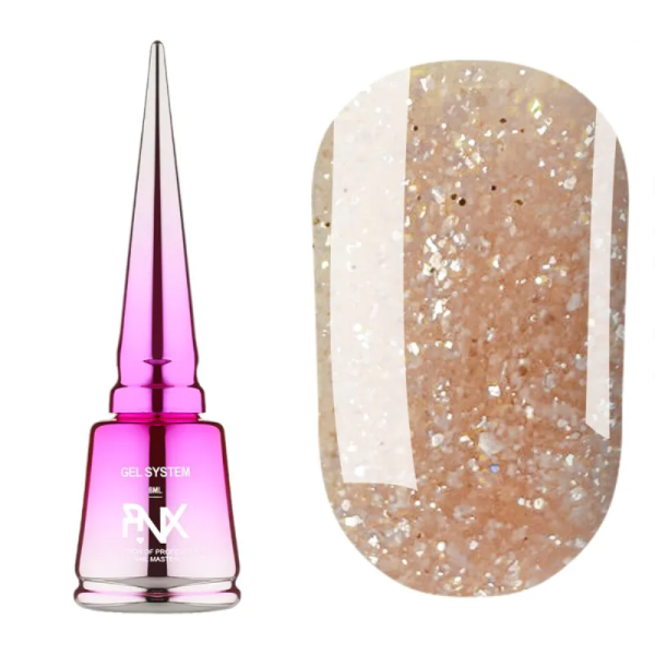 Pinx Liquid Builder Gel Paris Chic №002 - жидкий гель для моделирования, персиковый с шиммером, 8 мл
