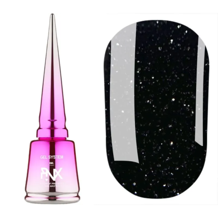 Pinx Liquid Builder Gel Paris Chic №010 - рідкий гель для моделювання, чорний з шиммером, 8 мл