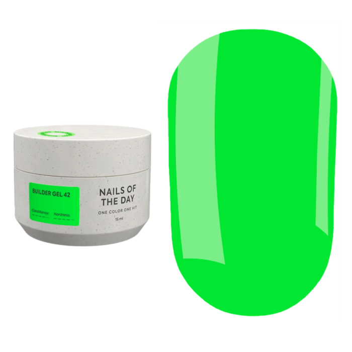 NAILSOFTHEDAY Builder Gel №42 - конструюючий гель, салатовий неон, 15 мл