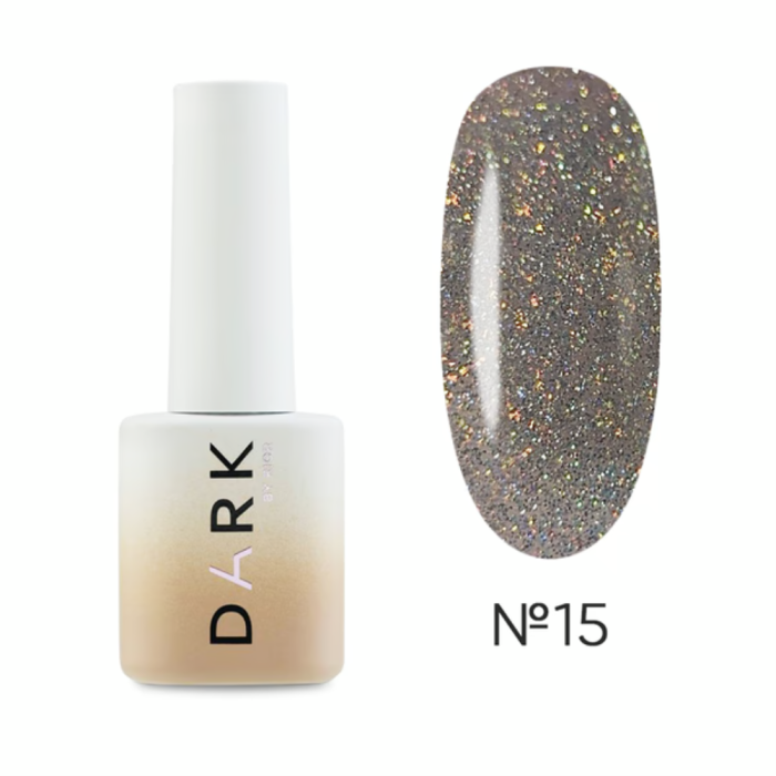 Гель-лак DARK Gel Polish Flash 15, светоотражающий, серебристо-золотой, 10 мл