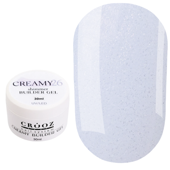 Crooz Creamy Builder Gel №26 - гель для нарощування, молочний з ліловим відтінком з шиммером, 30 мл