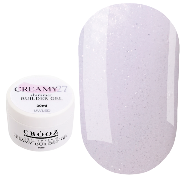 Crooz Creamy Builder Gel №27 - гель для нарощування, молочний з рожевим відтінком з шиммером, 30 мл