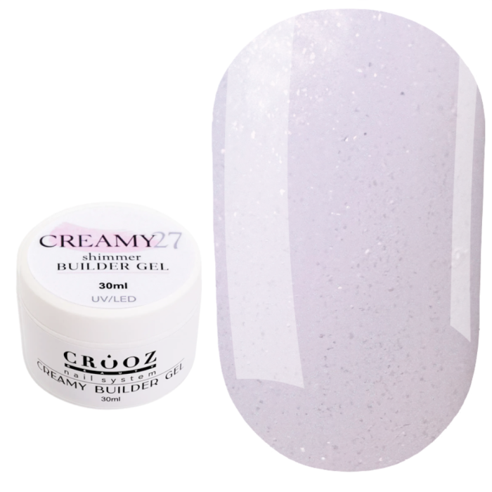 Crooz Creamy Builder Gel №27 - гель для нарощування, молочний з рожевим відтінком з шиммером, 30 мл
