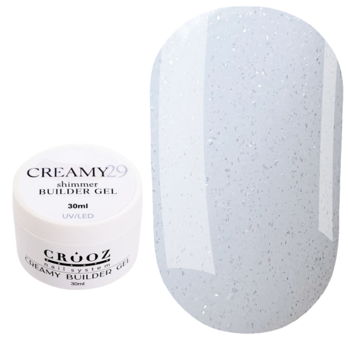Crooz Creamy Builder Gel №29 - гель для наращивания, молочно-лиловый с шиммером, 30 мл