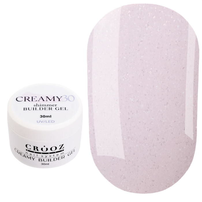 Crooz Creamy Builder Gel №30 - гель для нарощування, молочно-рожевий із шиммером, 30 мл