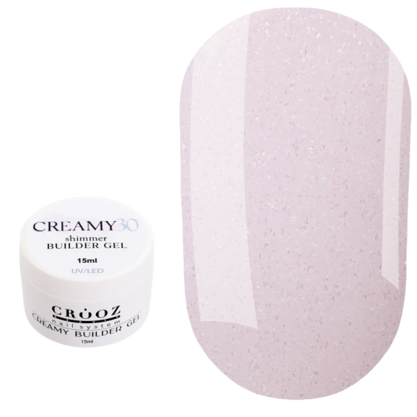 Crooz Creamy Builder Gel №30 - гель для нарощування, молочно-рожевий із шиммером, 15 мл