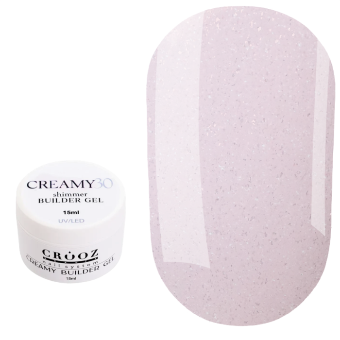 Crooz Creamy Builder Gel №30 - гель для нарощування, молочно-рожевий із шиммером, 15 мл