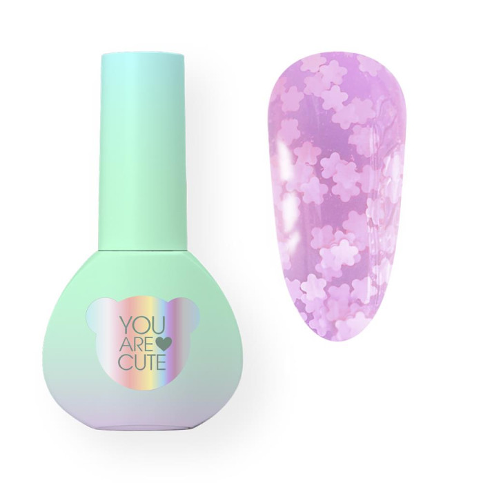 You Are Cute Bottle Gel №21 - жидкий гель, лиловый с белыми цветочками, 5 мл