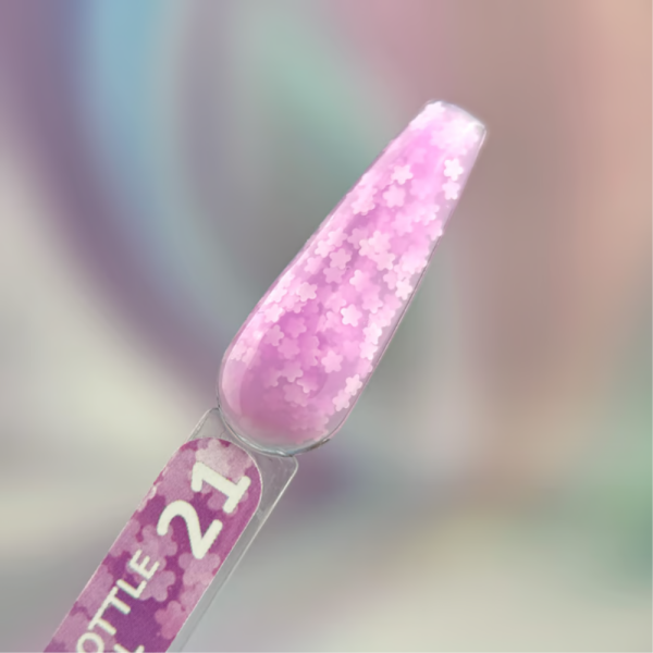 You Are Cute Bottle Gel №21 - жидкий гель, лиловый с белыми цветочками, 5 мл