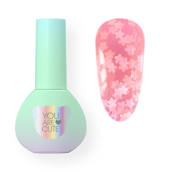 You Are Cute Bottle Gel №22 - рідкий гель, рожевий з білими квіточками, 5 мл