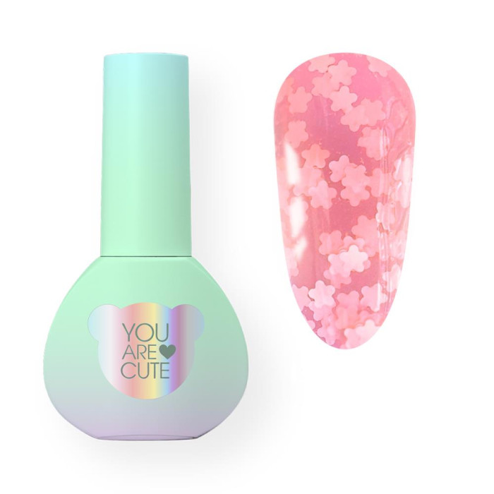 You Are Cute Bottle Gel №22 - жидкий гель, розовый с белыми цветочками, 5 мл
