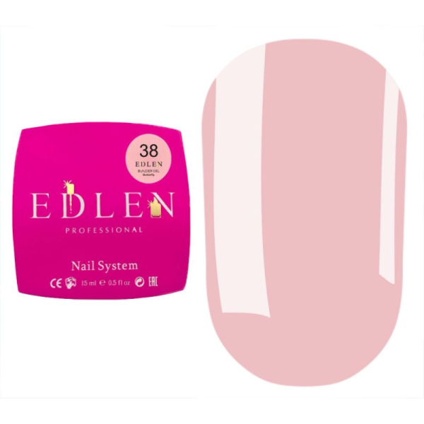 Гель для нарощування Edlen Builder Gel Butterfly №38, нюдовий персик, 15 мл