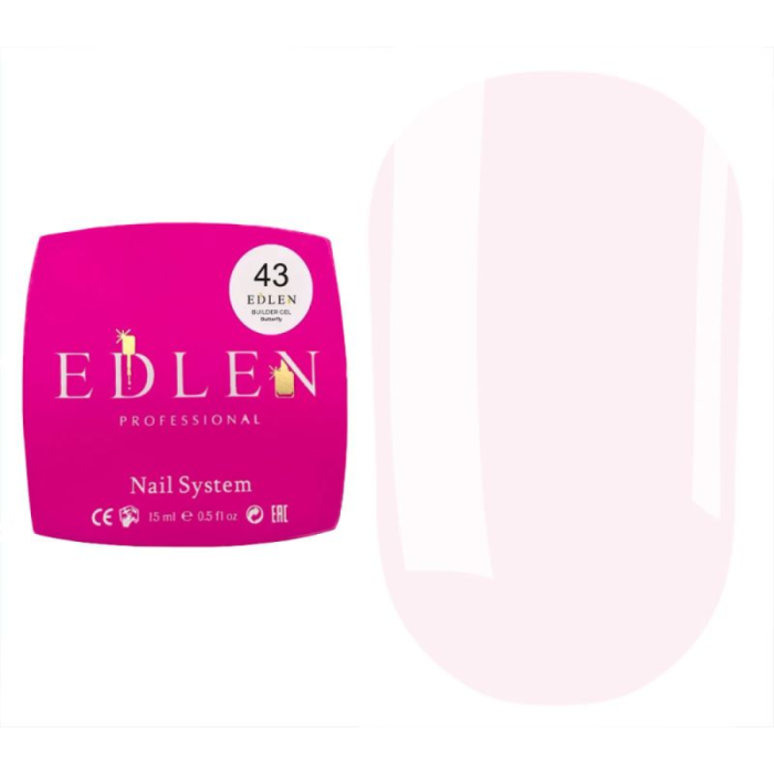 Гель для нарощування Edlen Builder Gel Butterfly №43, сніжний бузок, 15 мл