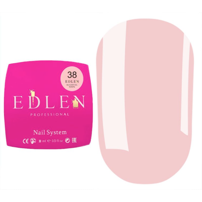 Гель для нарощування Edlen Builder Gel Butterfly №38, нюдовий персик, 30 мл