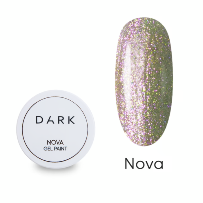 DARK Galactic Gel Nova - гель для дизайна, золотистый с розовым шиммером, 5 г