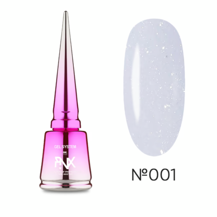 Pinx Liquid Builder Gel Bubulove №001 - рідкий гель для моделювання, білий з мікроблискітками, 8 мл