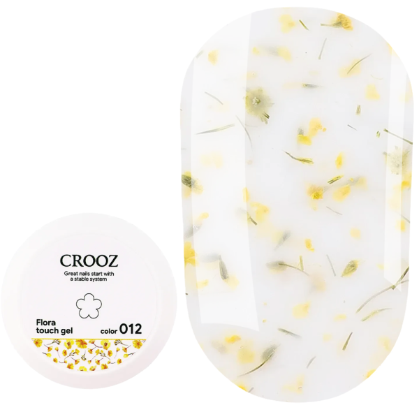 Гель конструирующий Crooz Flora Touch Gel №12, с сухоцветами, молочный с желтым оттенком, 15 мл
