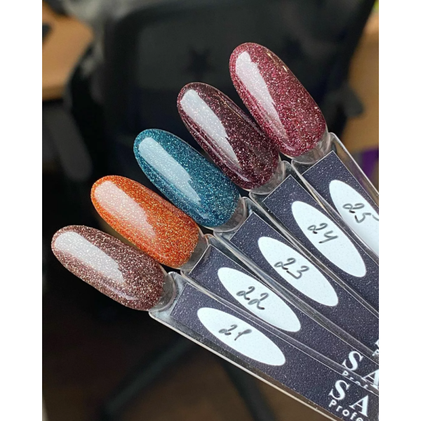 Гель-лак светоотражающий SAGA Professional Fiery Gel №25, красный, 10 мл