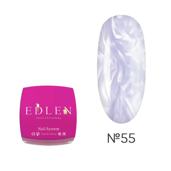 Гель для нарощування Edlen Builder Gel Pearl №55, перламутровий ніжно-бузковий, 15 мл