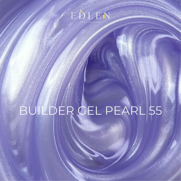 Гель для нарощування Edlen Builder Gel Pearl №55, перламутровий ніжно-бузковий, 15 мл